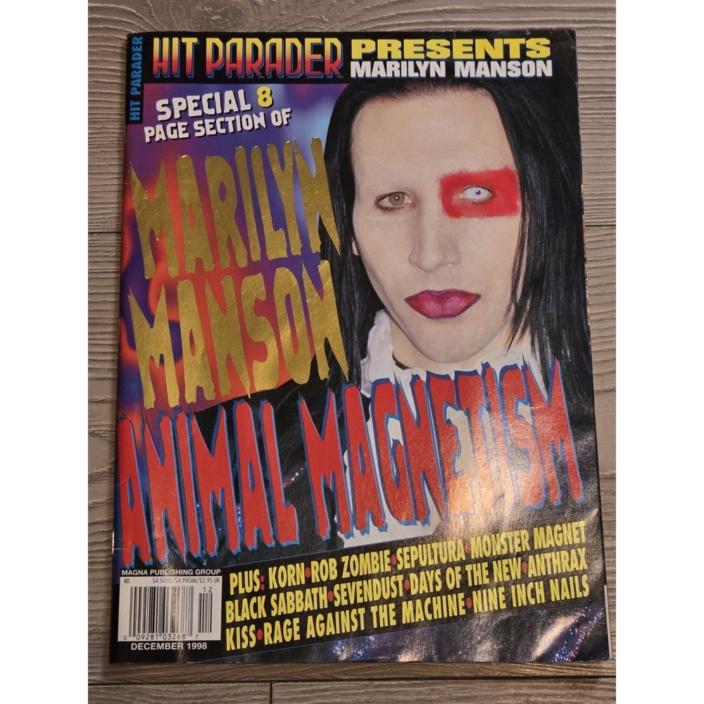 Hit Parader Magazine December 1998 Complete Marilyn Manson /w Poster Korn